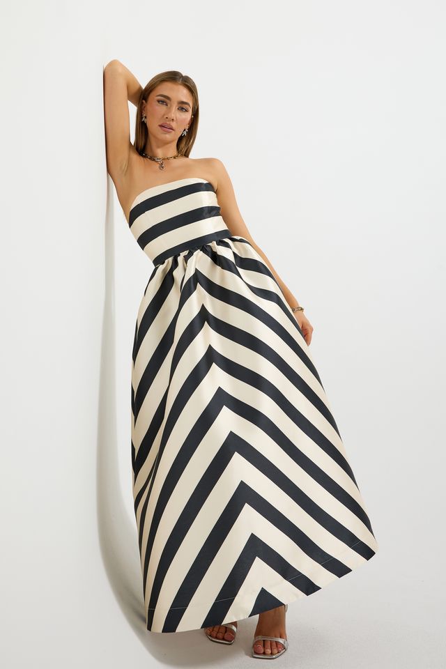 PASDUCHAS | Valerie Strapless Midi - Black & Cream
