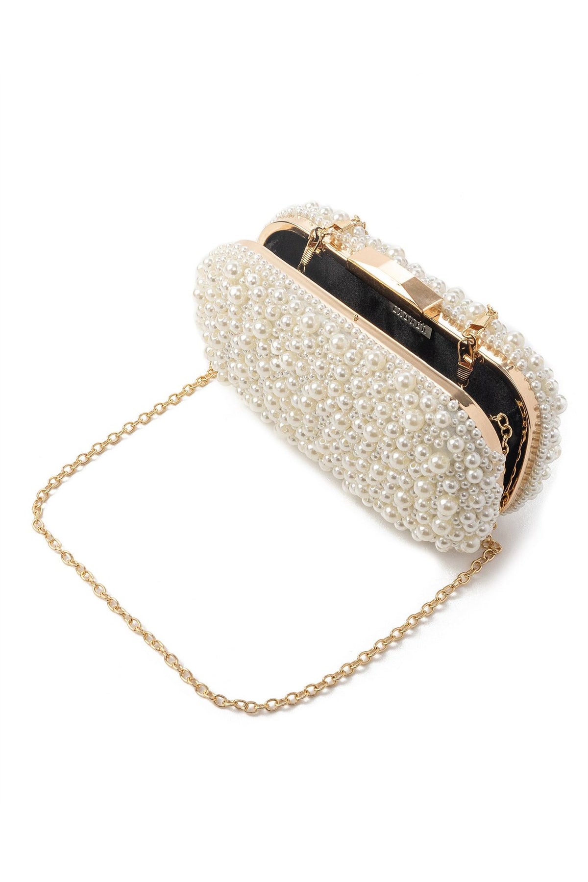 GREGORY LADNER | PEARL BEADED CHAIN STRAP CLUTCH BAG