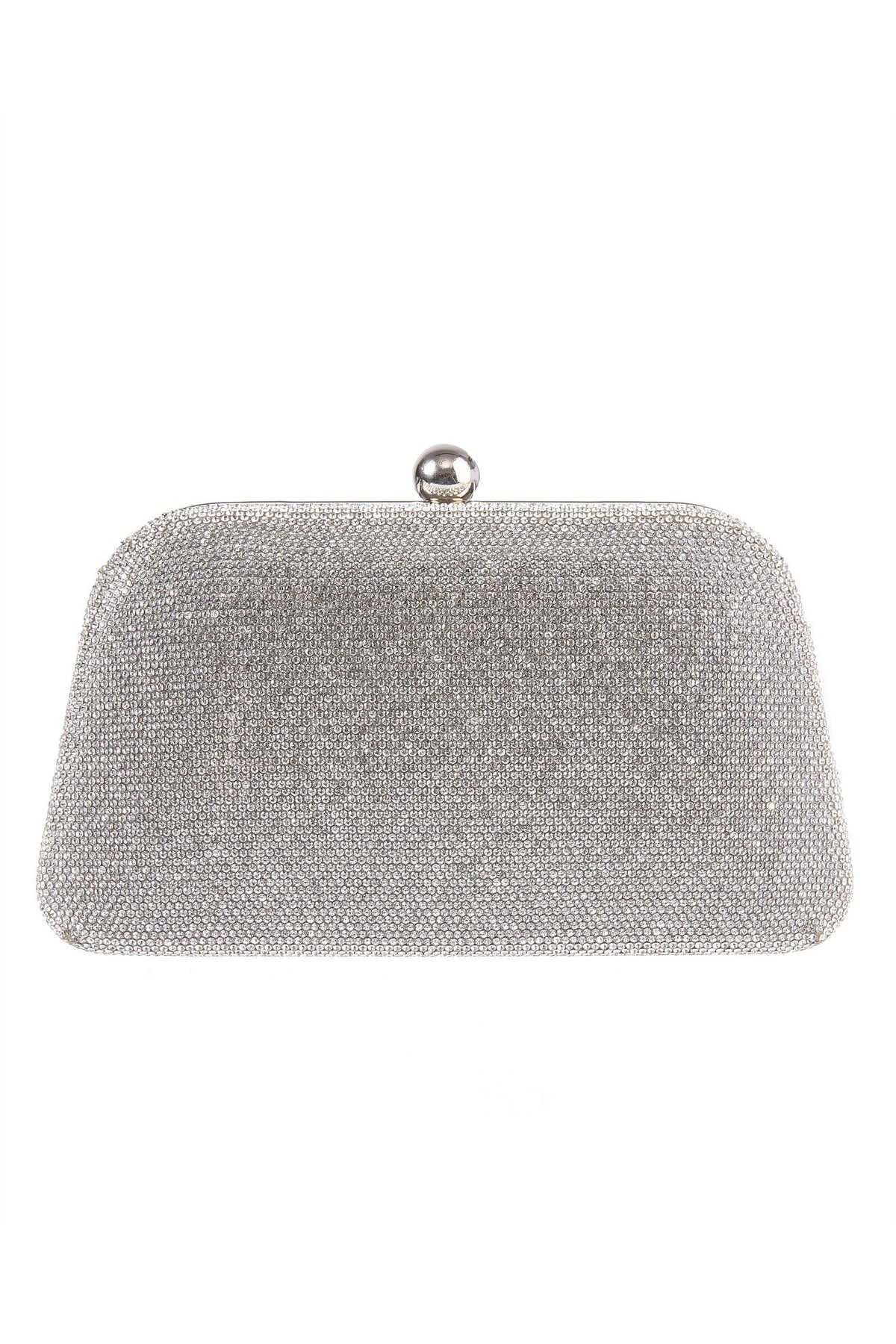 GREGORY LADNER | GINA CRYSTAL FRAME HANDLE EVENING BAG - Silver