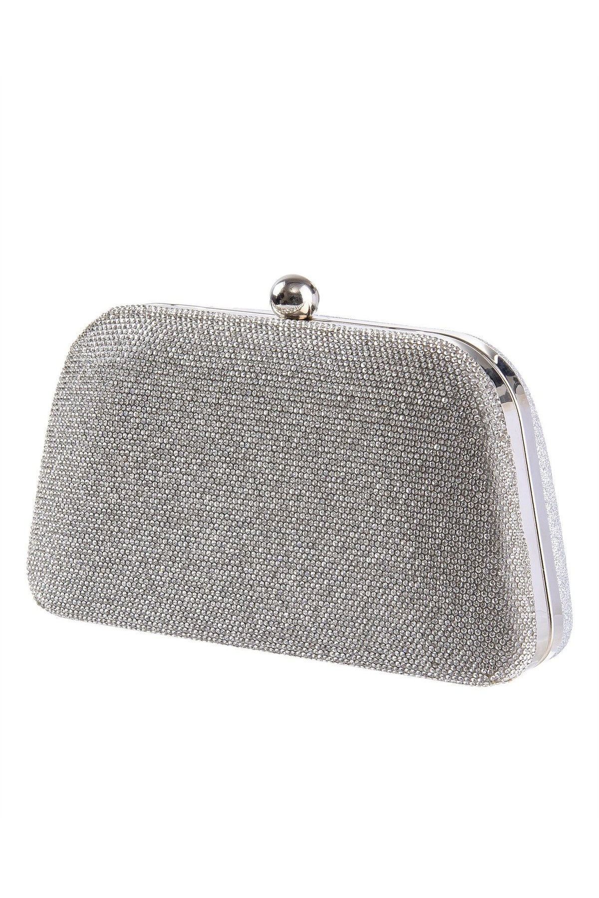 GREGORY LADNER | GINA CRYSTAL FRAME HANDLE EVENING BAG - Silver