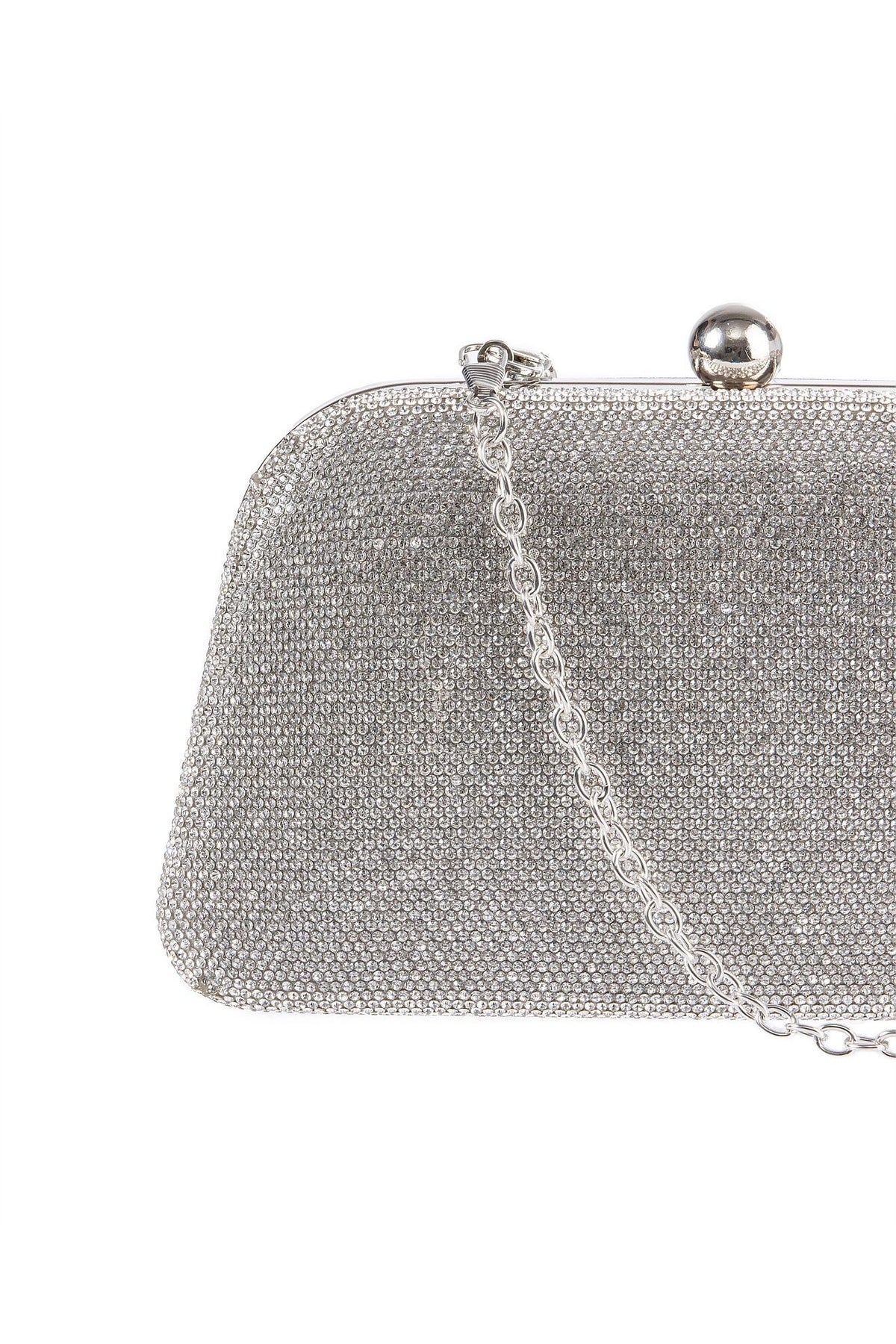 GREGORY LADNER | GINA CRYSTAL FRAME HANDLE EVENING BAG - Silver