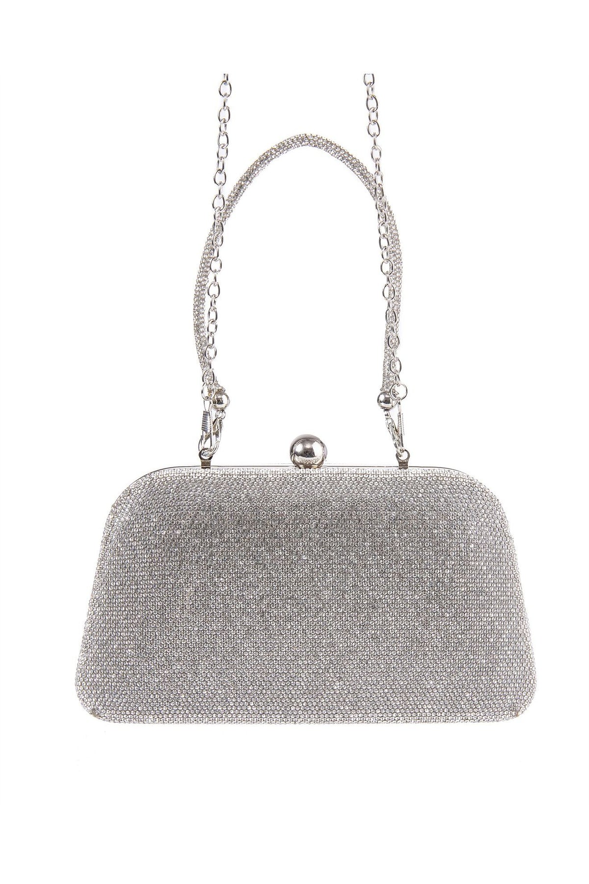 GREGORY LADNER | GINA CRYSTAL FRAME HANDLE EVENING BAG - Silver