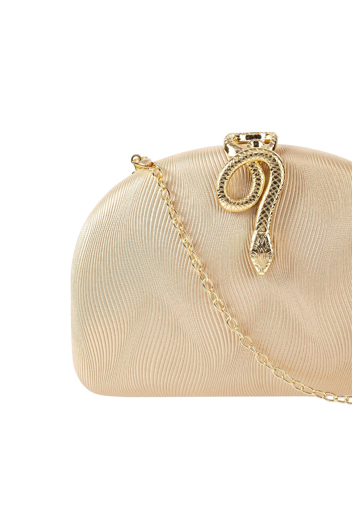 GREGORY LADNER | PU CLUTCH WITH SNAKE CLASP - Gold