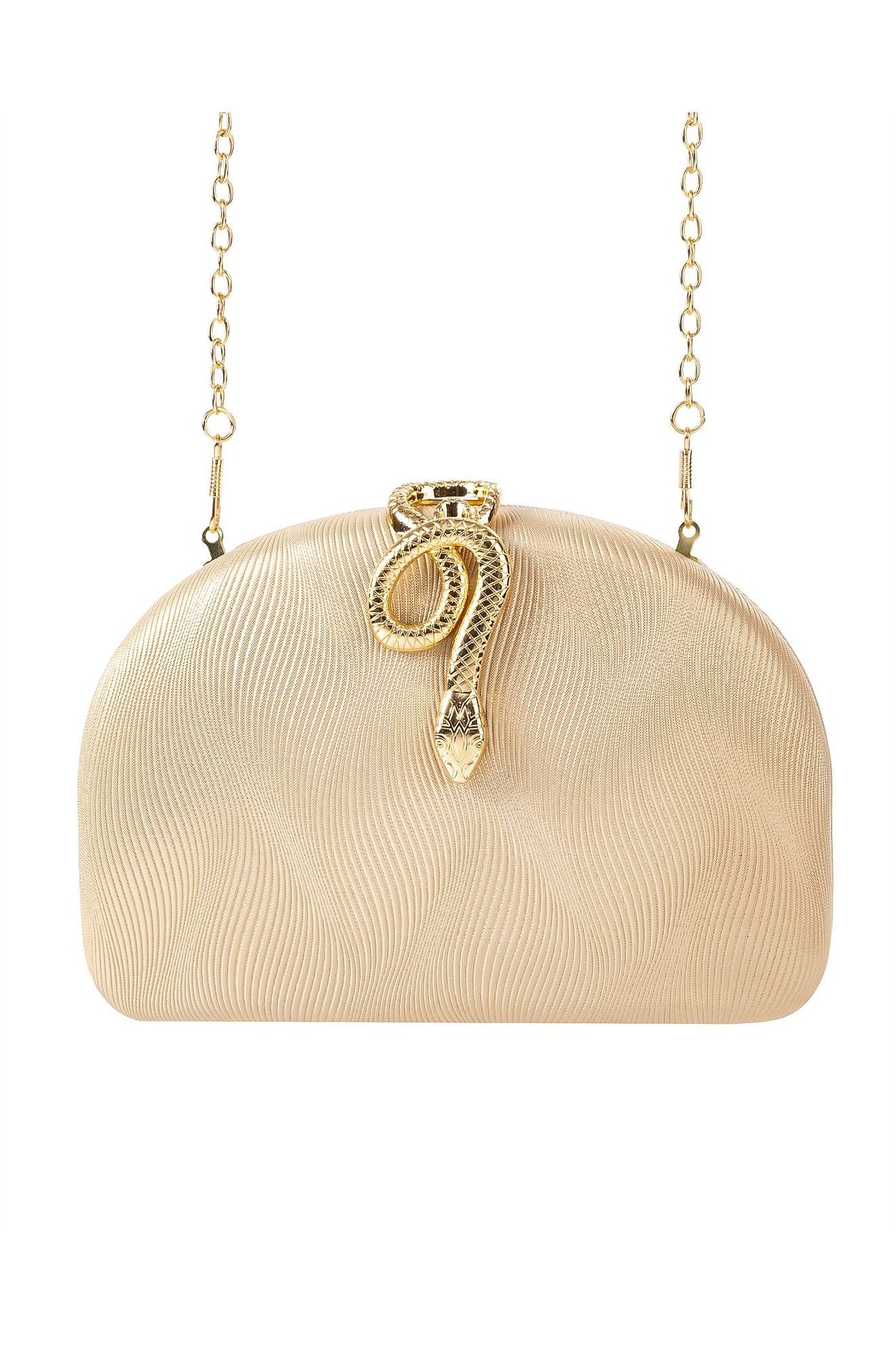 GREGORY LADNER | PU CLUTCH WITH SNAKE CLASP - Gold
