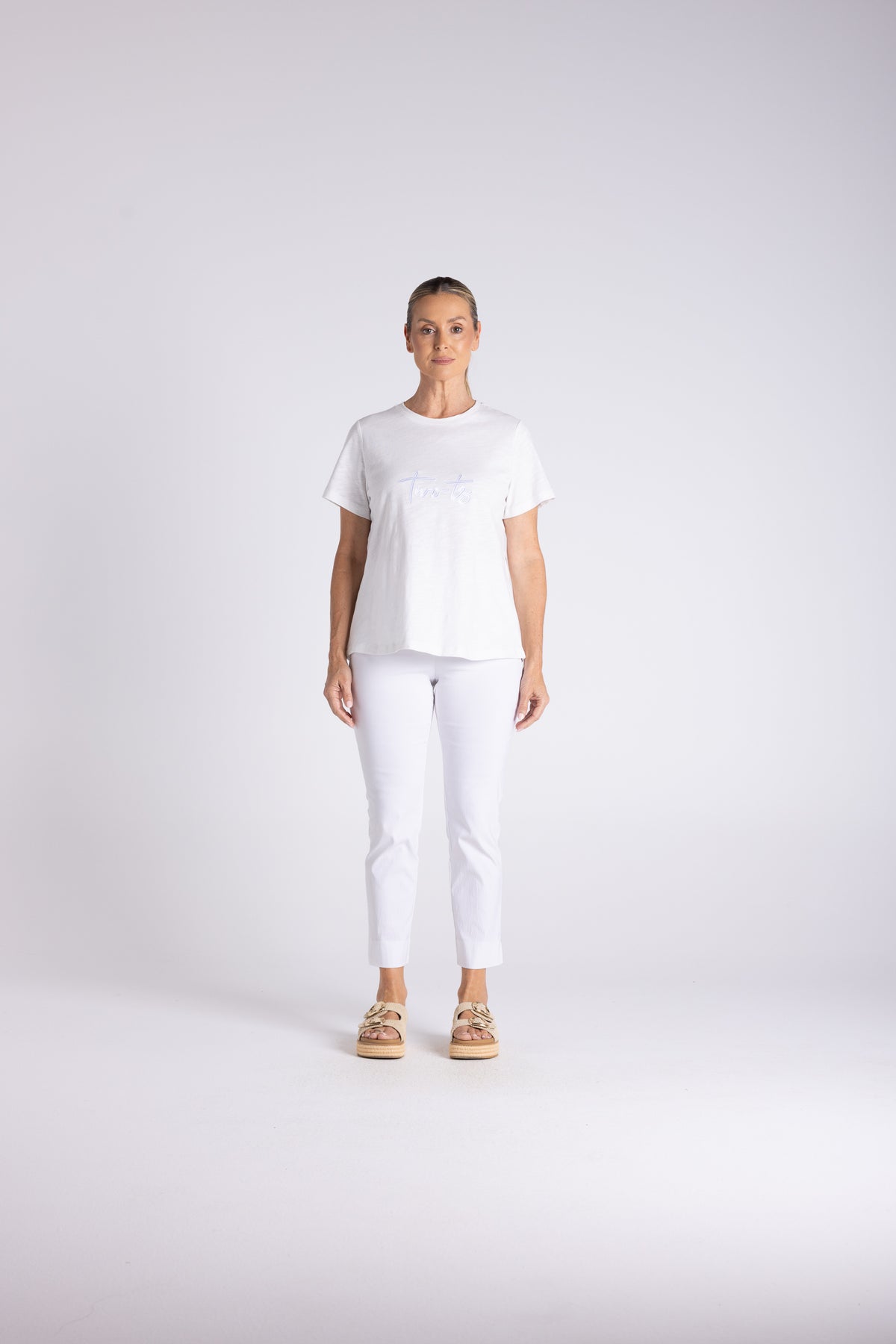 Two T's | Crew Neck T-Shirt with Embroidered Logo