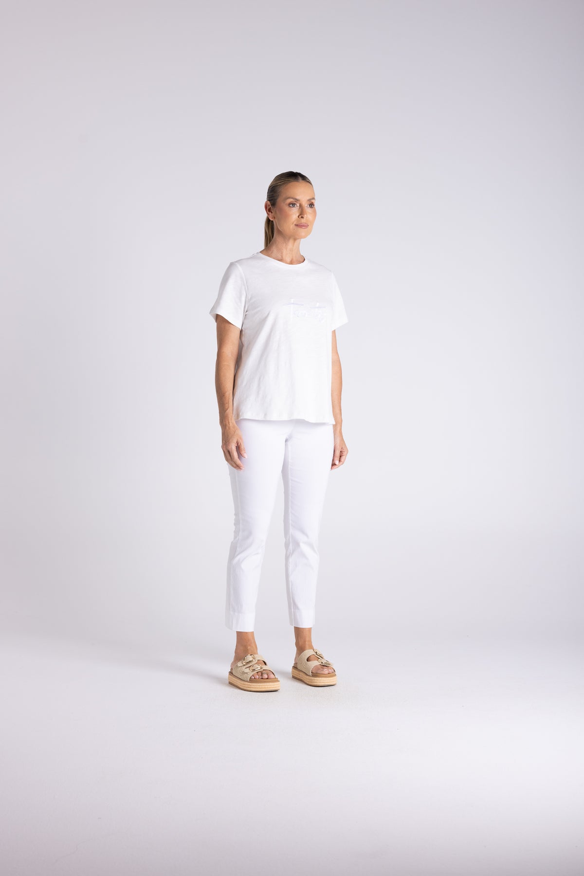 Two T's | Crew Neck T-Shirt with Embroidered Logo