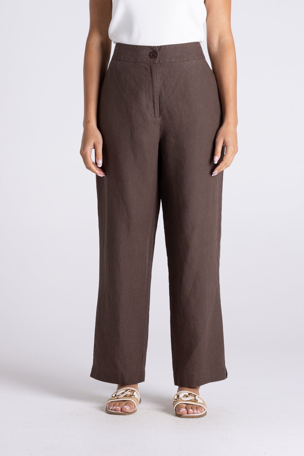 Two T's | Luna 7/8 Linen Pant - Chestnut
