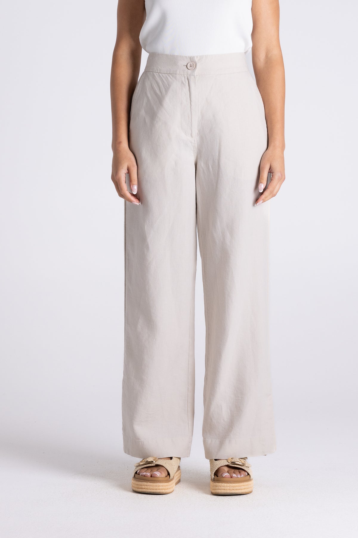 Two T's | Wide Leg Linen Pant - Straw