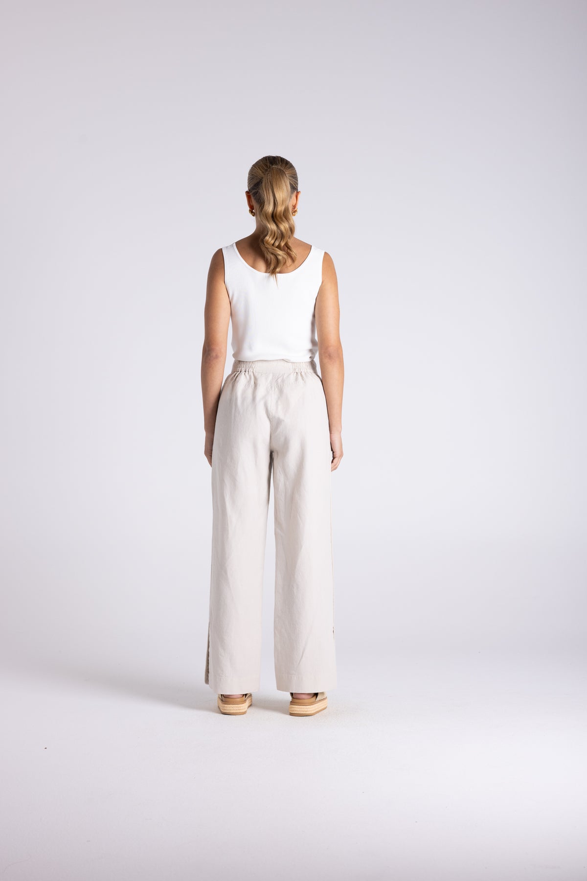 Two T's | Wide Leg Linen Pant - Straw