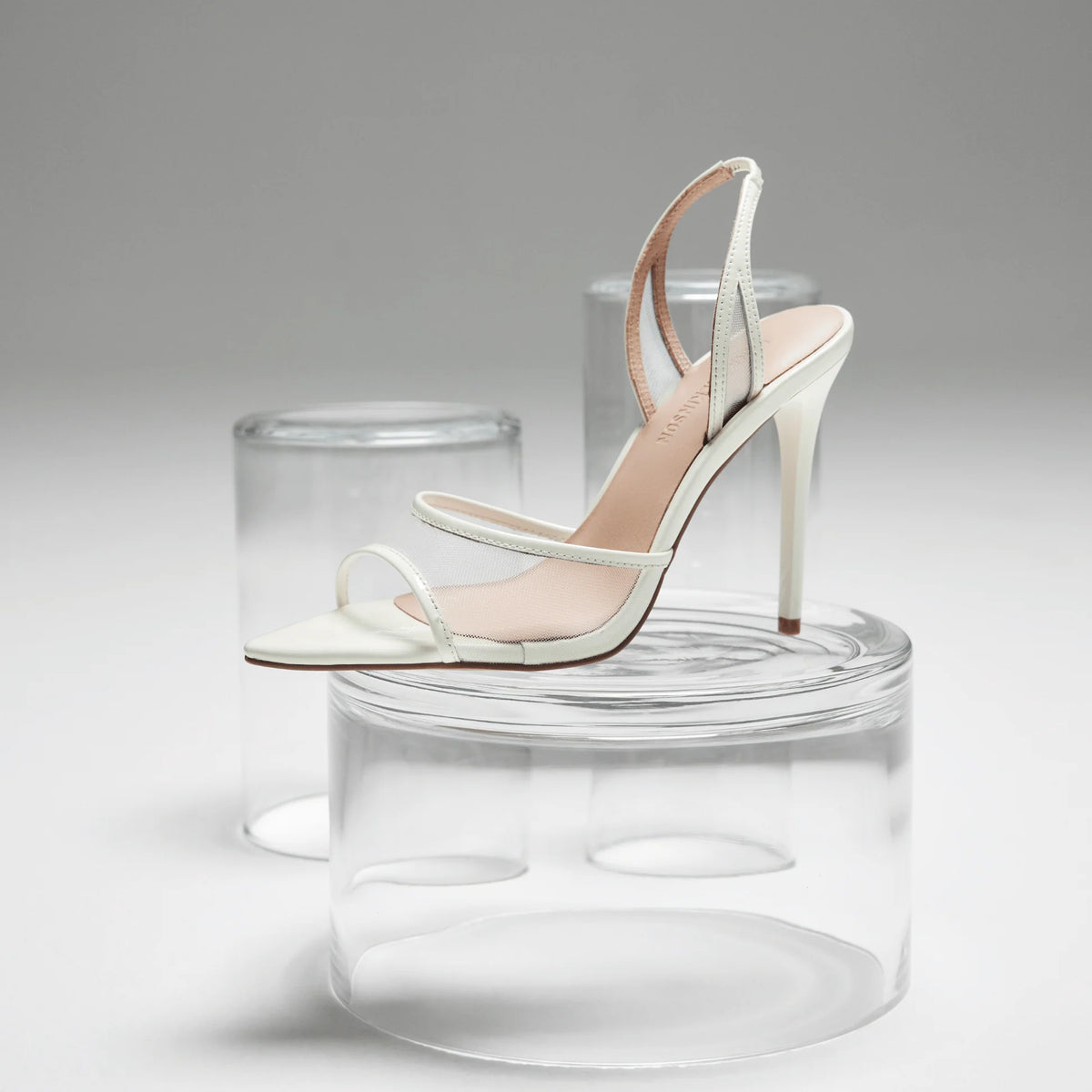 LANA WILKINSON | Maddison Sandal White Mesh & Patent Leather