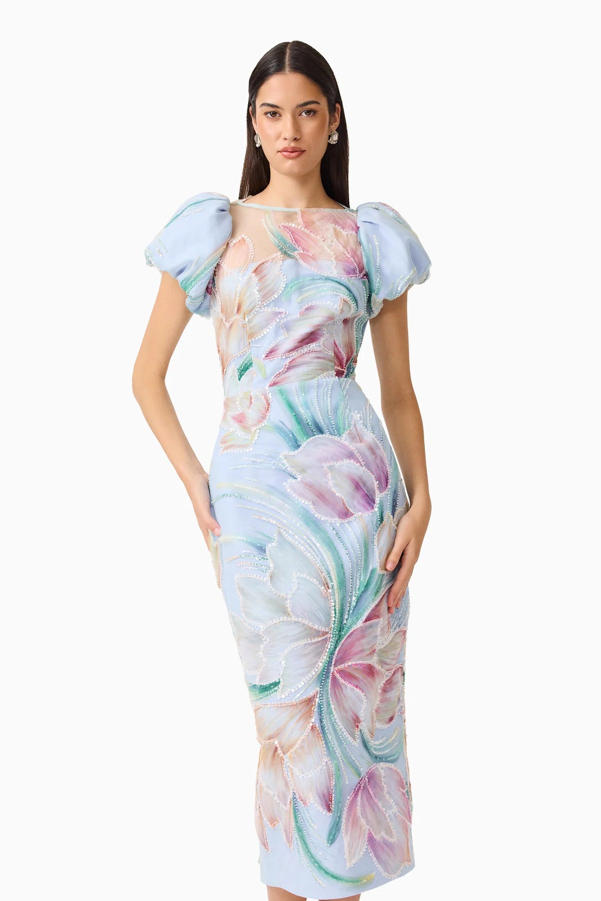ELLIATT | PRISELLE PUFF SLEEVE MIDI DRESS