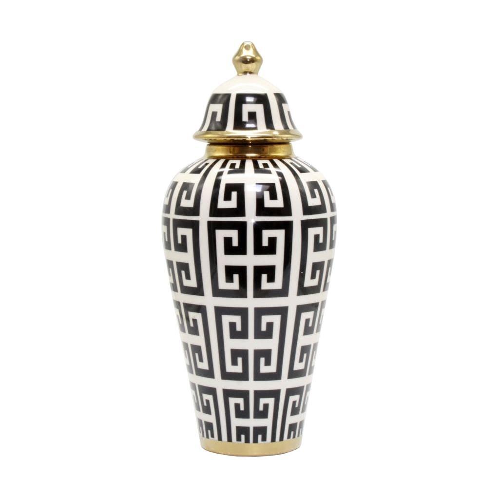 JAR TEMPLE - WHITE/GOLD GRECIAN KEY
