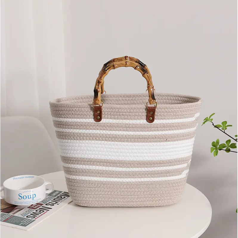 WOVEN TOTE BAG - Beige