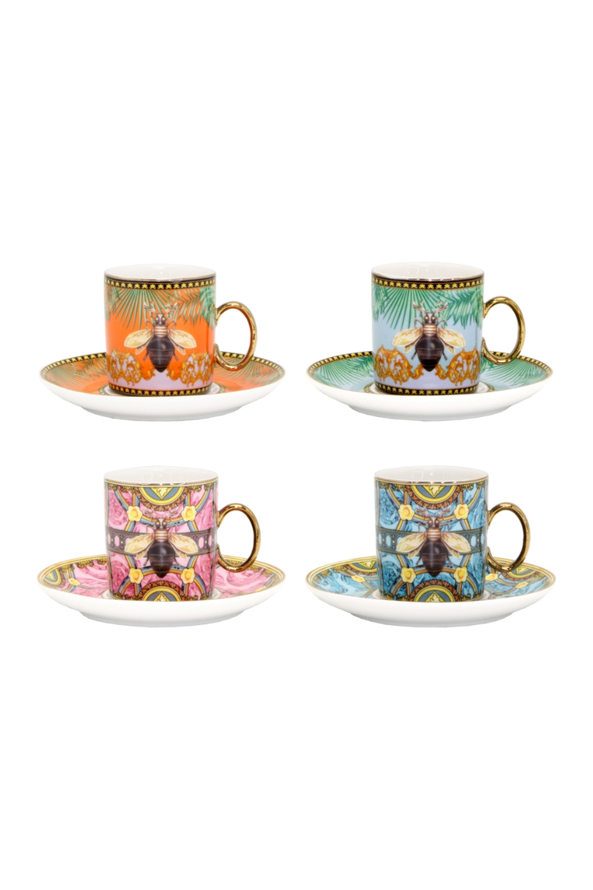 CUP & SAUCER SHORT BLACK | Bee 4 pc set