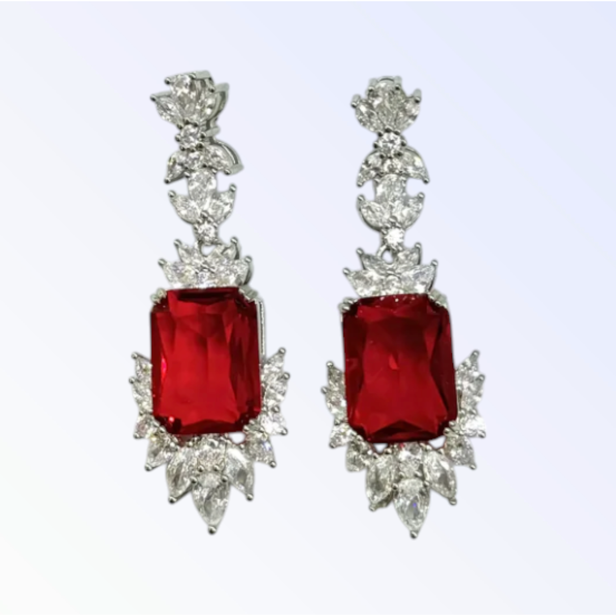 LORELEI | CUBIC ZIRCONIA DROP DOWN EARRING - Scarlet