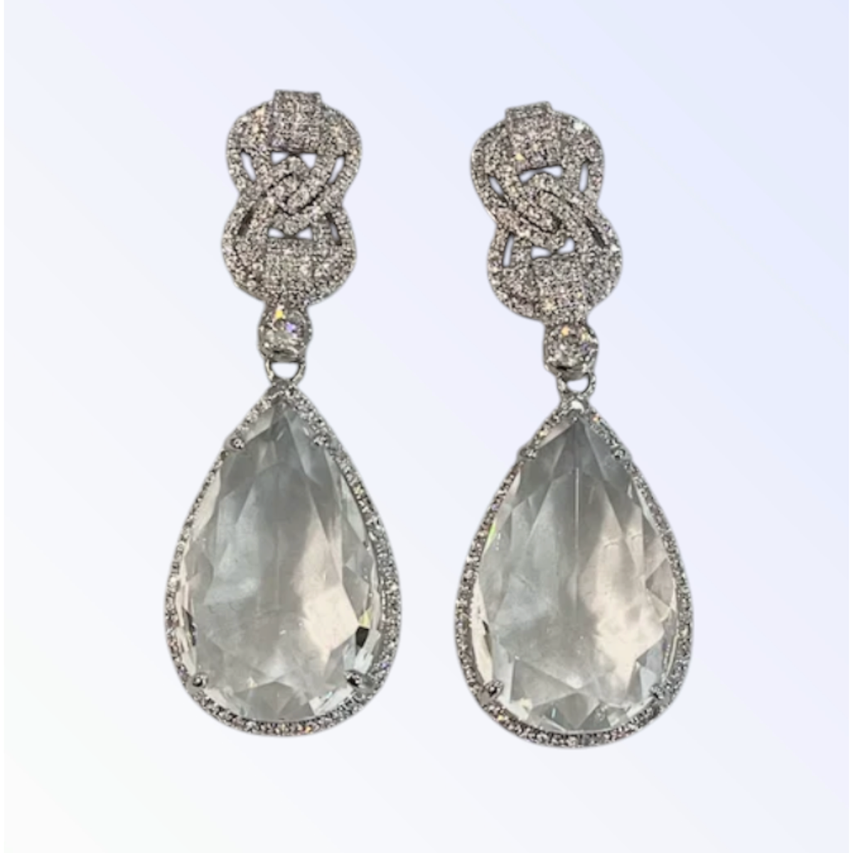 AMELIA | CRYSTAL TEARDROP EARRING - Silver