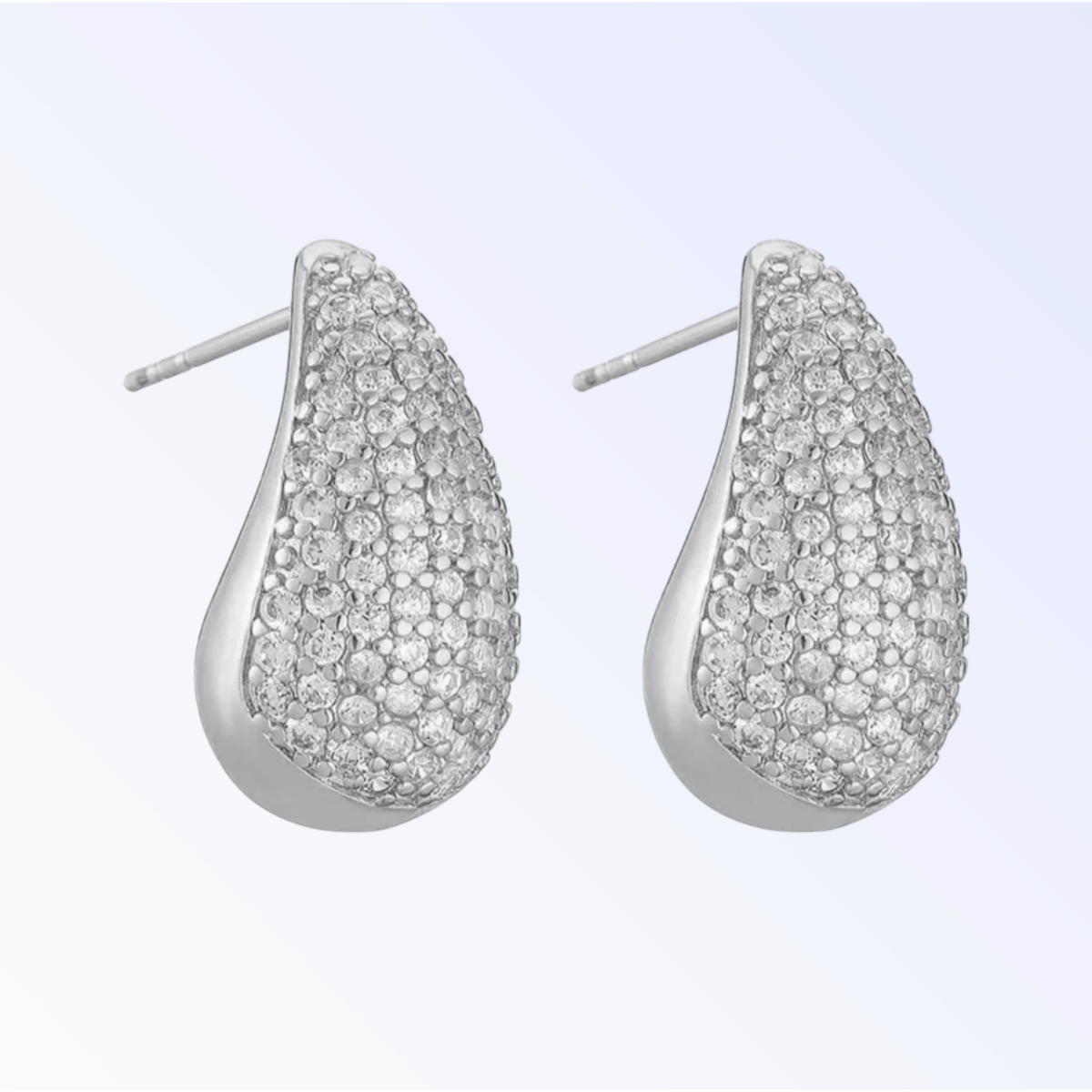 NOVA | LARGE EMBELLISHED TEAR DROP EARRING - Silver