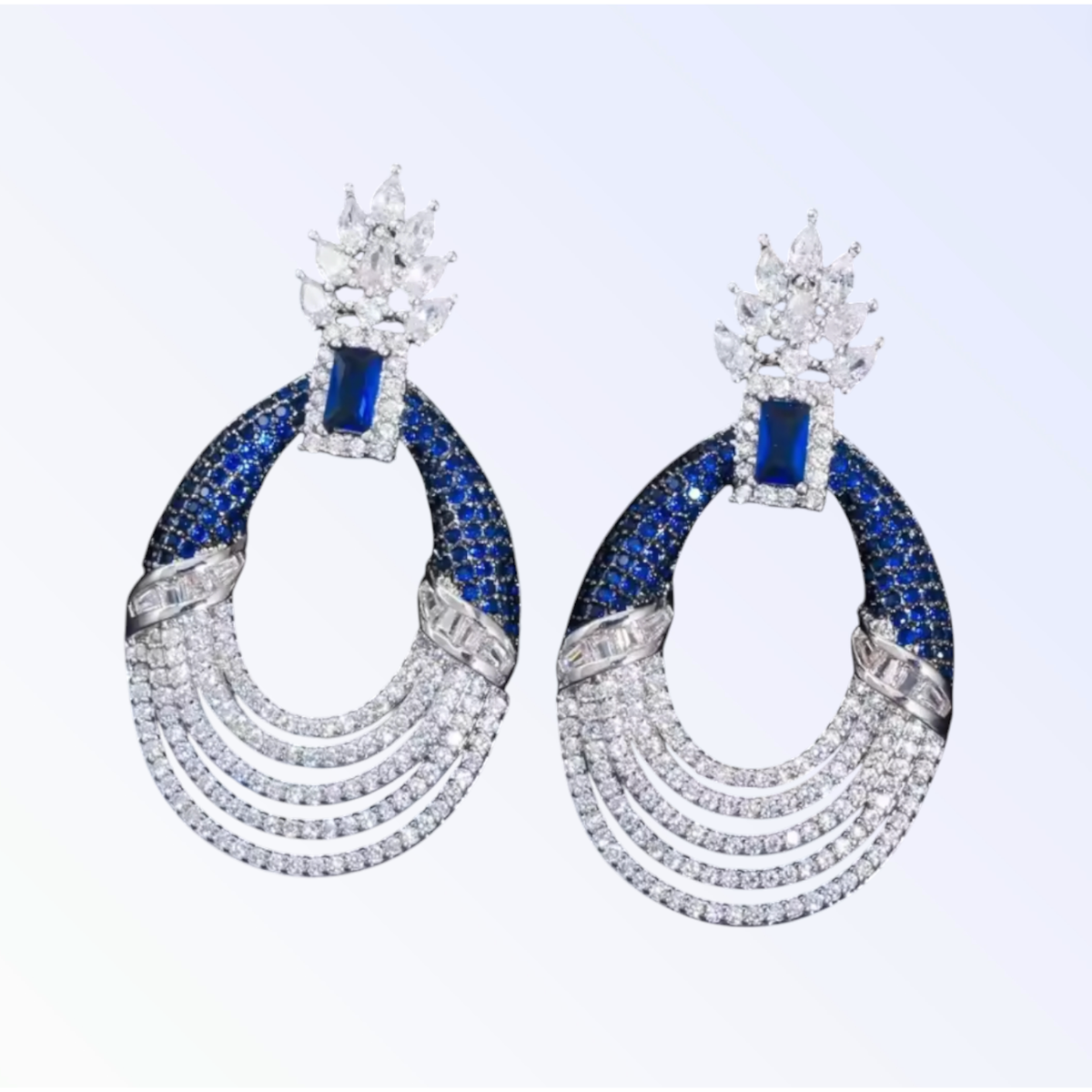 MAEVE | CUBIC ZIRCONIA DROP EARRING - Navy
