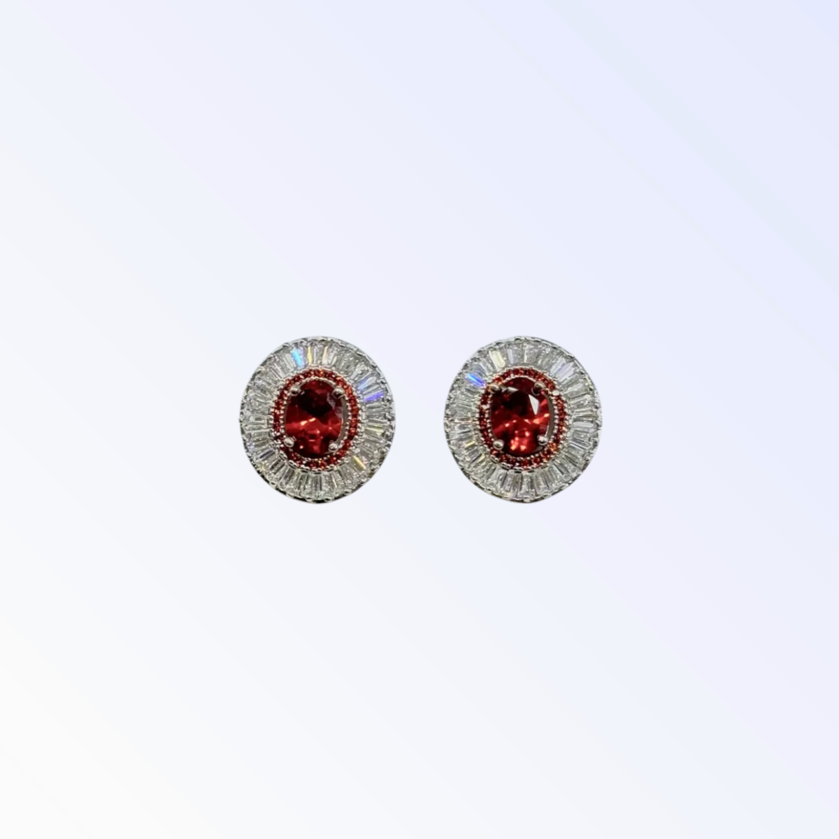 MIMI | OVAL CUBIC ZIRCONIA STUD - Scarlet