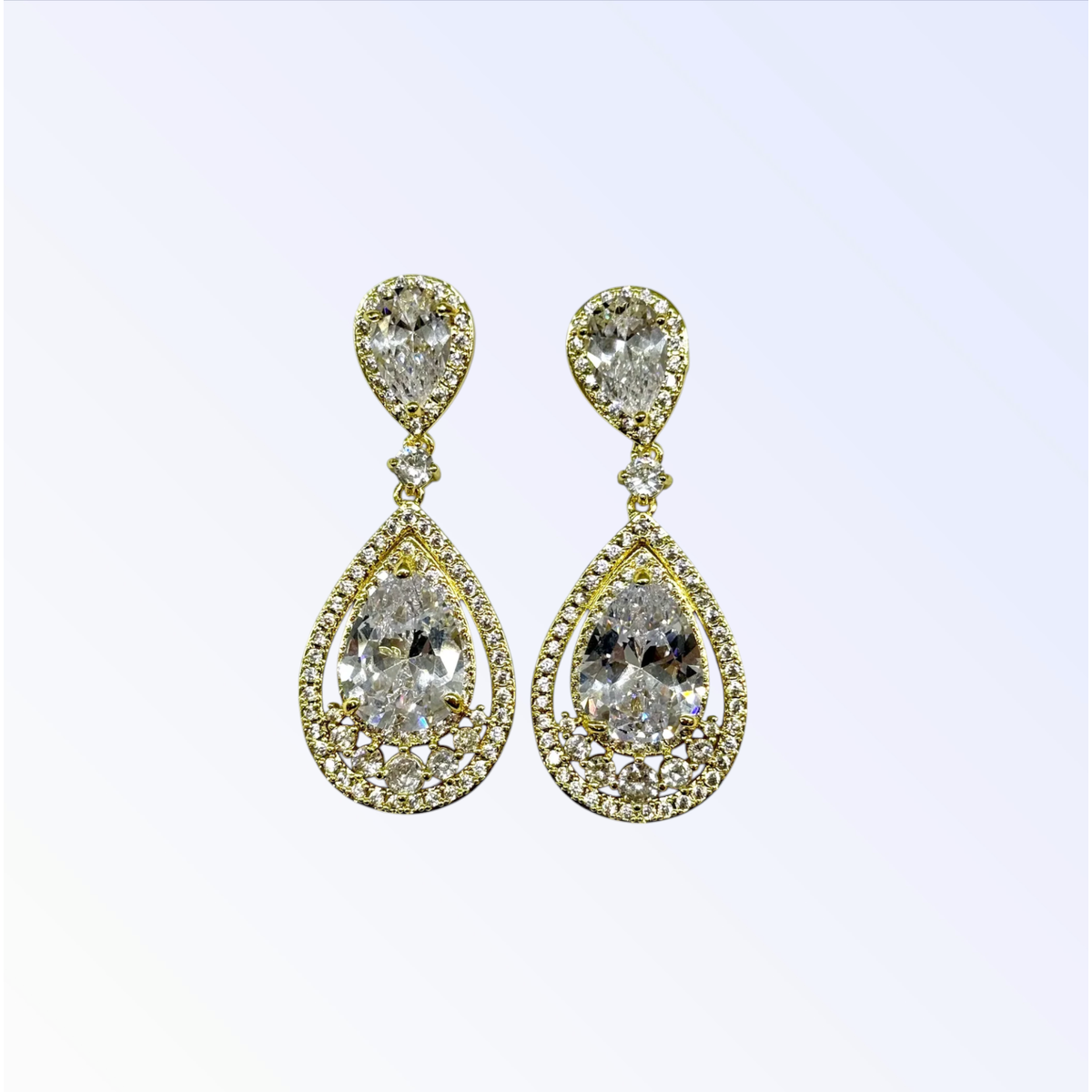 MARIBELLE | CUBIC ZIRCONIA ALMOND DROP EARRING - Clear/Gold