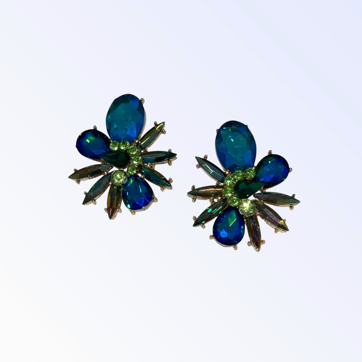 RIO | CRYSTAL STUD EARRING - Blue Multi