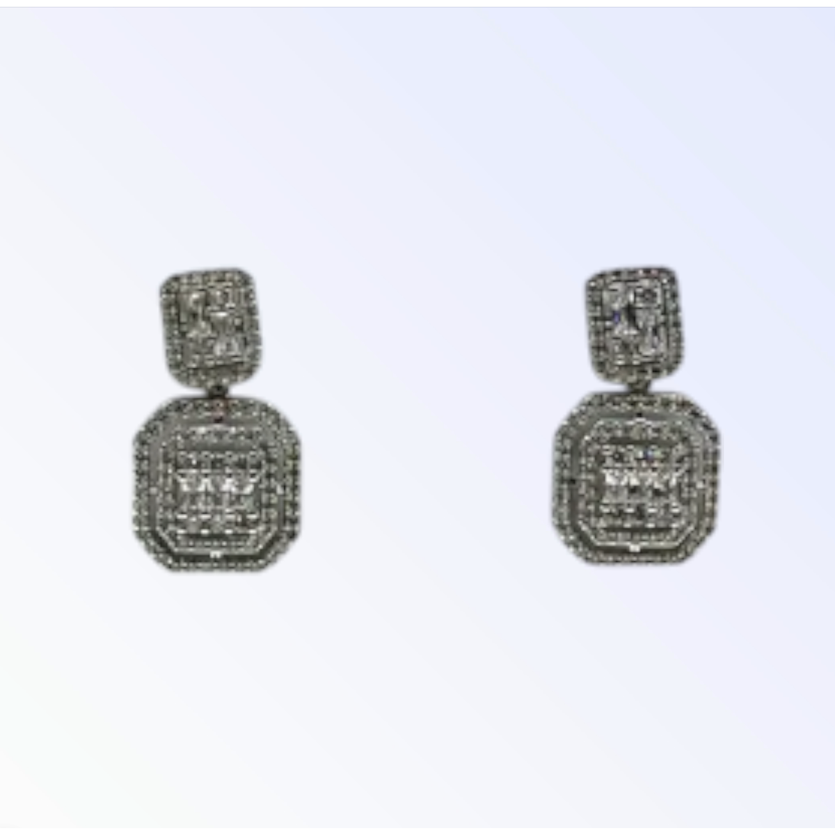 SALLY | SQUARE CRYSTAL DROP EARRING - Silver