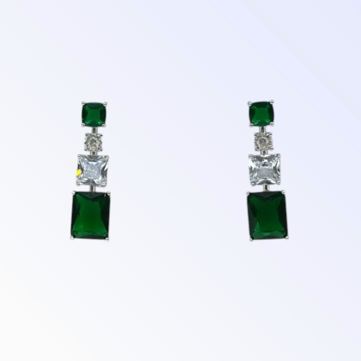 MANDY | SQUARE CRYSTAL EARRING - Emerald