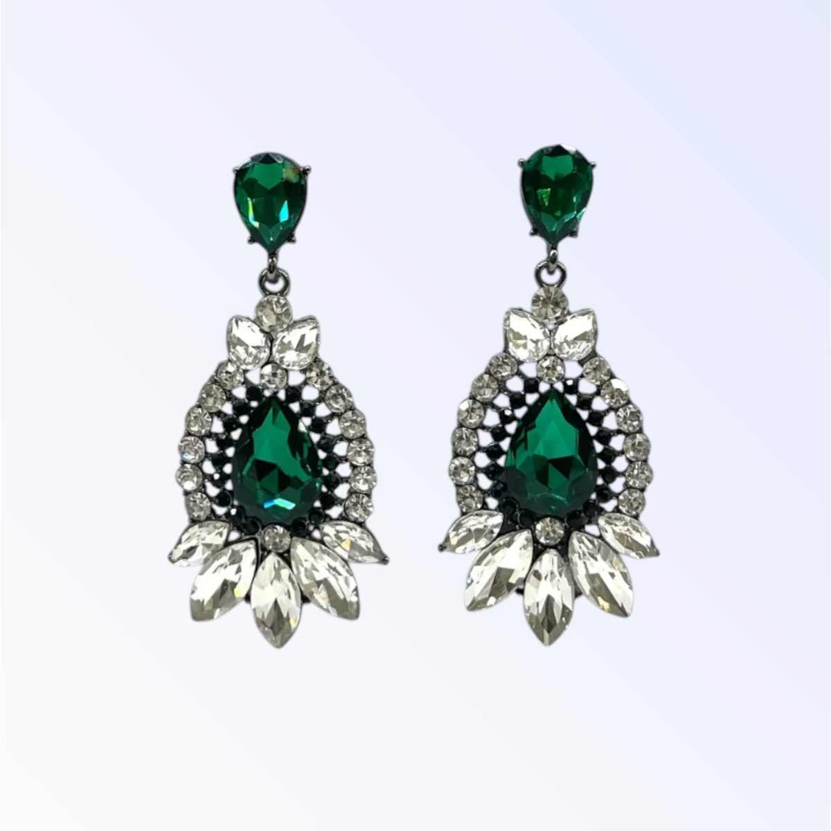LALITHA | CRYSTAL DROP EARRING - Emerald