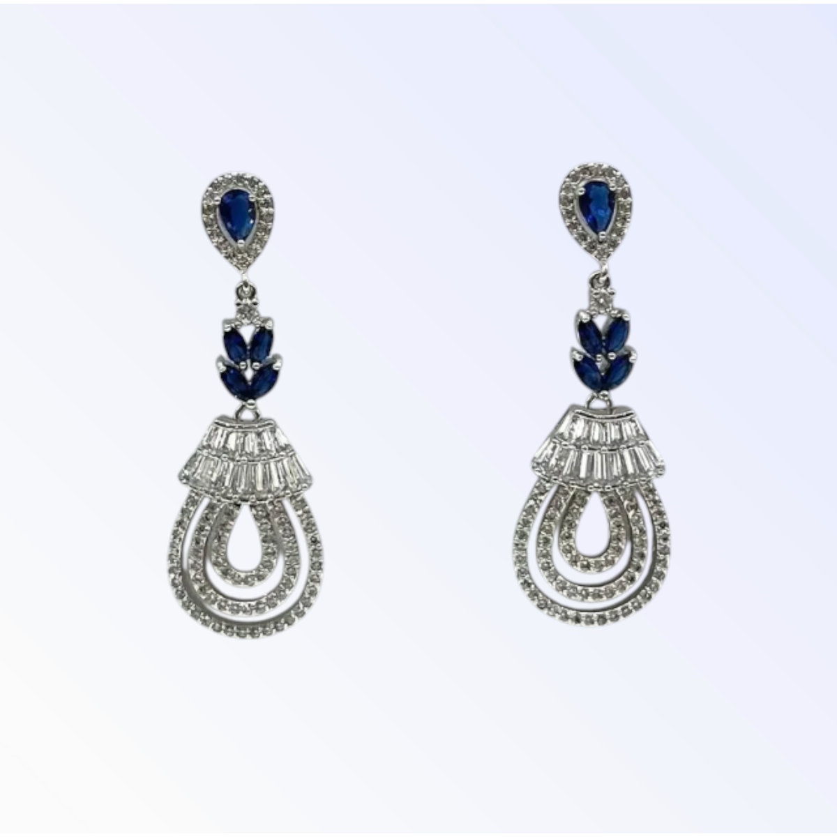 CLEO | CRYSTAL EARRING - Navy/Silver