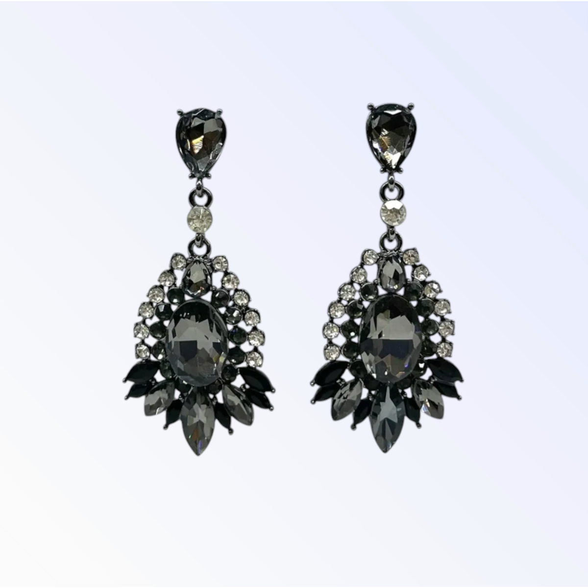 GEORGIA | CRYSTAL EARRING - Gunmetal