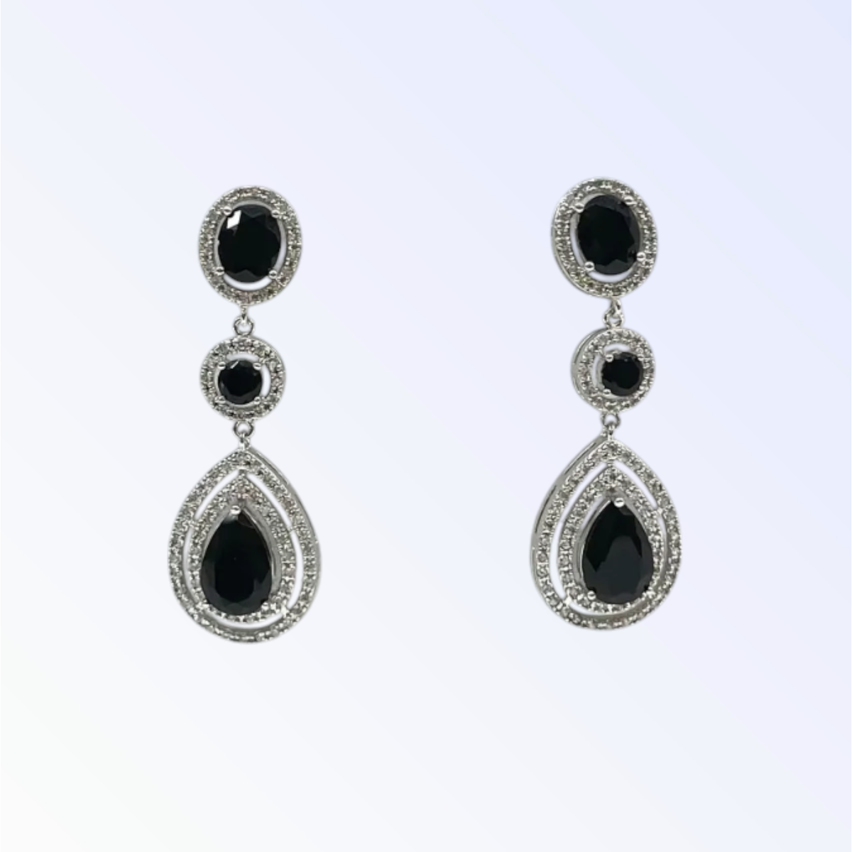JENNIFER | Black/Silver Crystal Earring