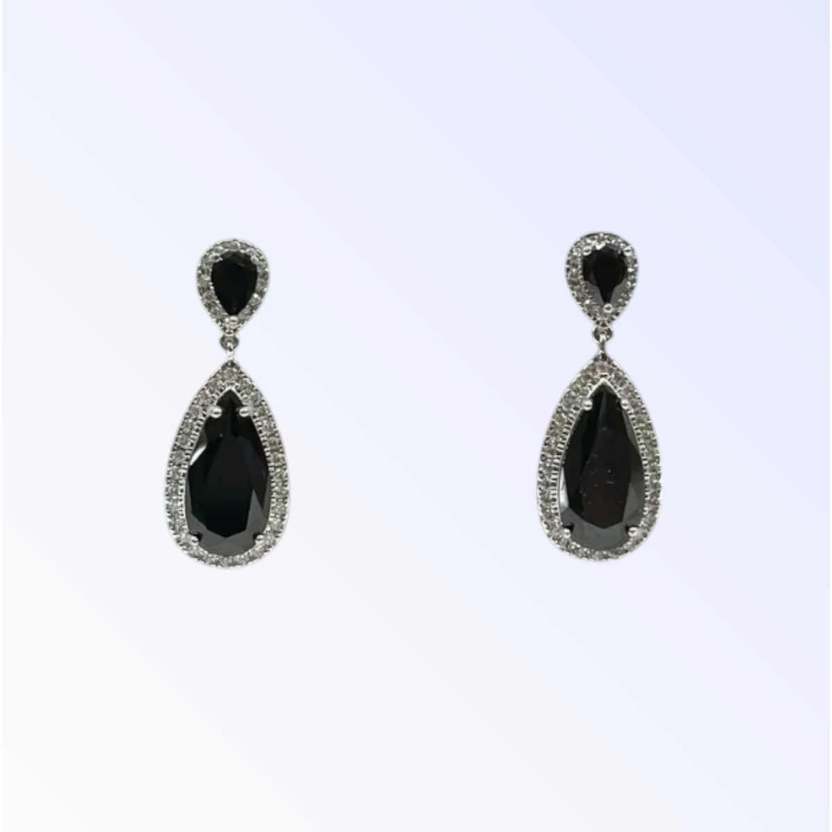 SUSAN | CRYSTAL EARRING - Black/Silver