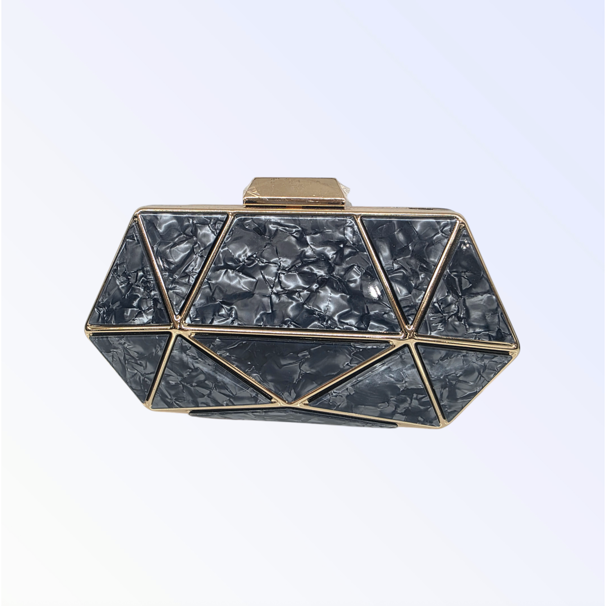 HEXAGONAL MARBLE CLUTCH BAG