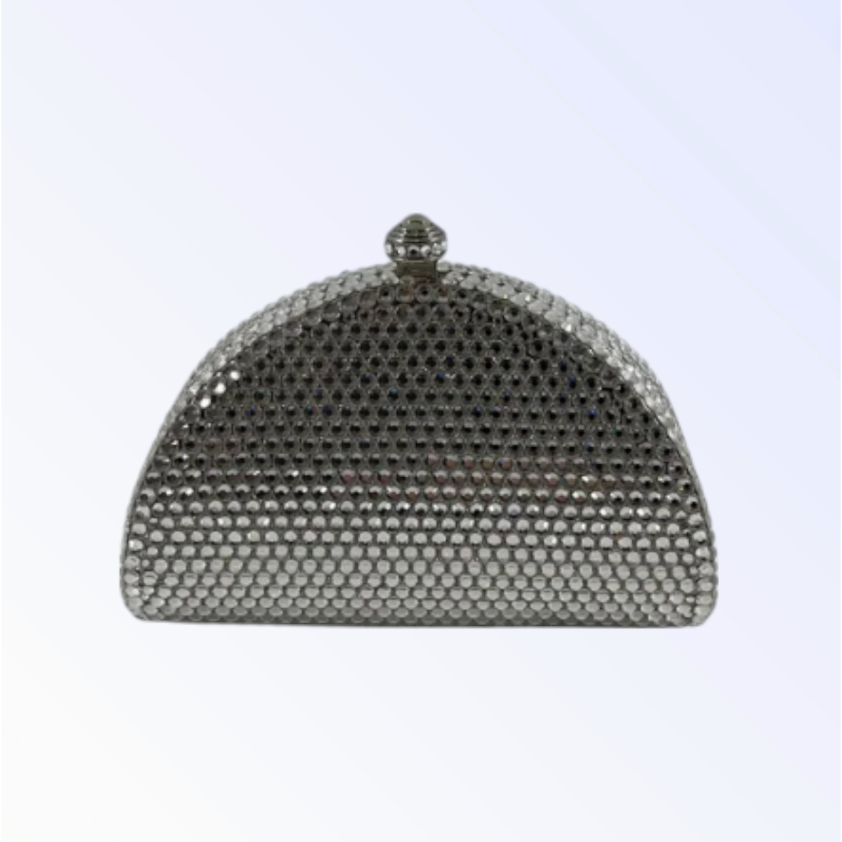 Half-Moon Silver/Grey Crystal Mini Clutch
