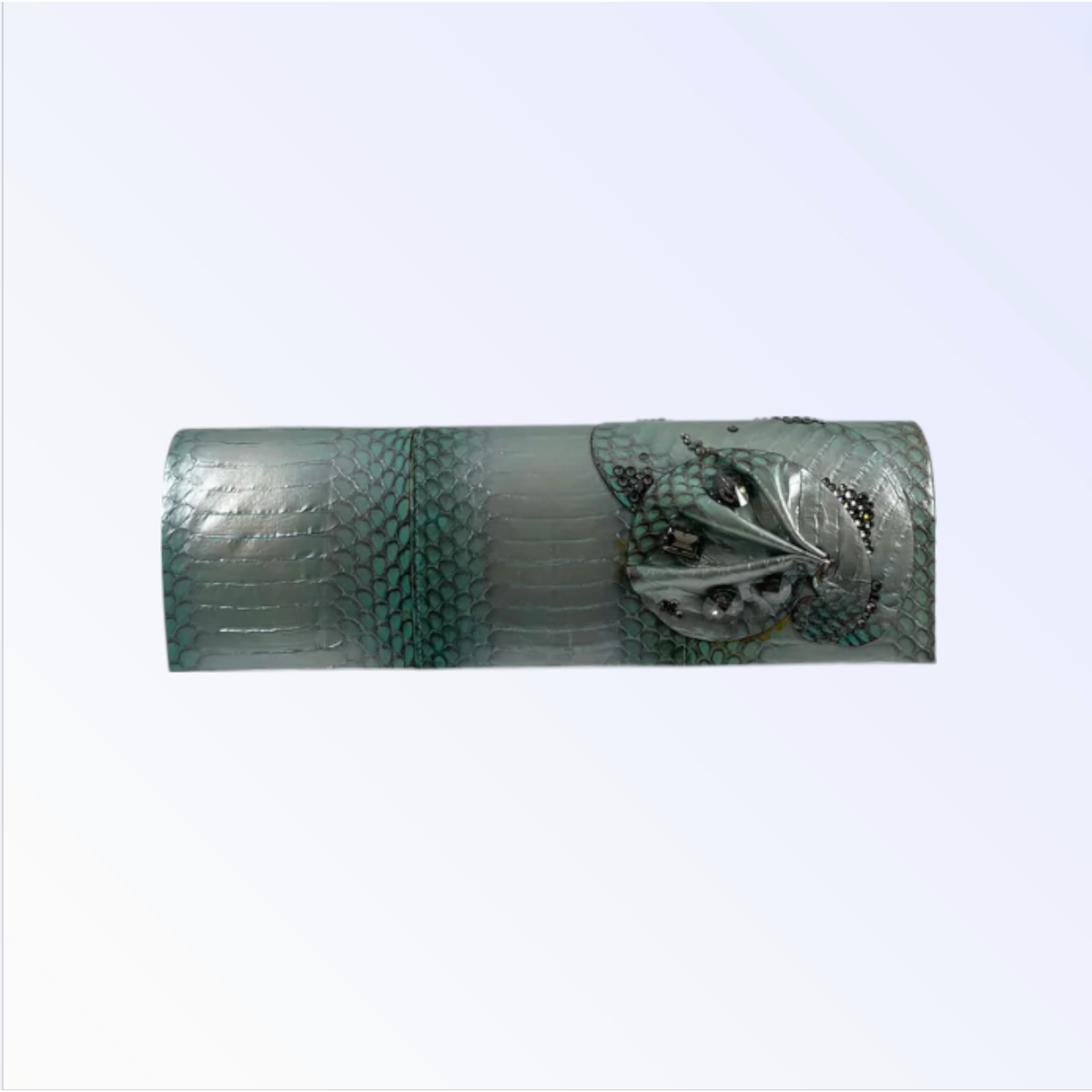 Ombre Blue Snake Skin Clutch