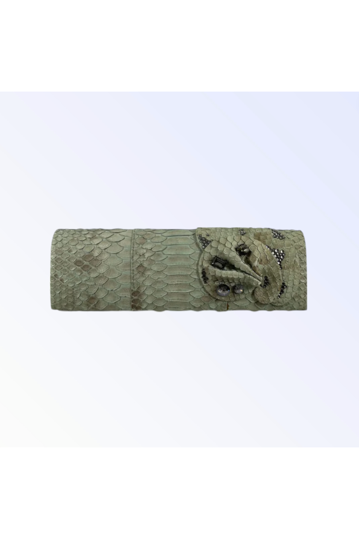 Sage Snake Skin Clutch