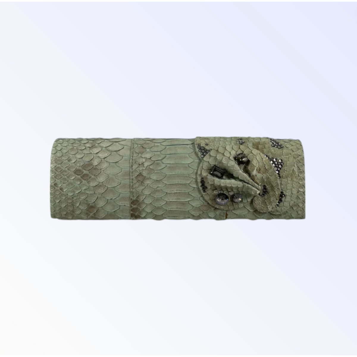 Sage Snake Skin Clutch
