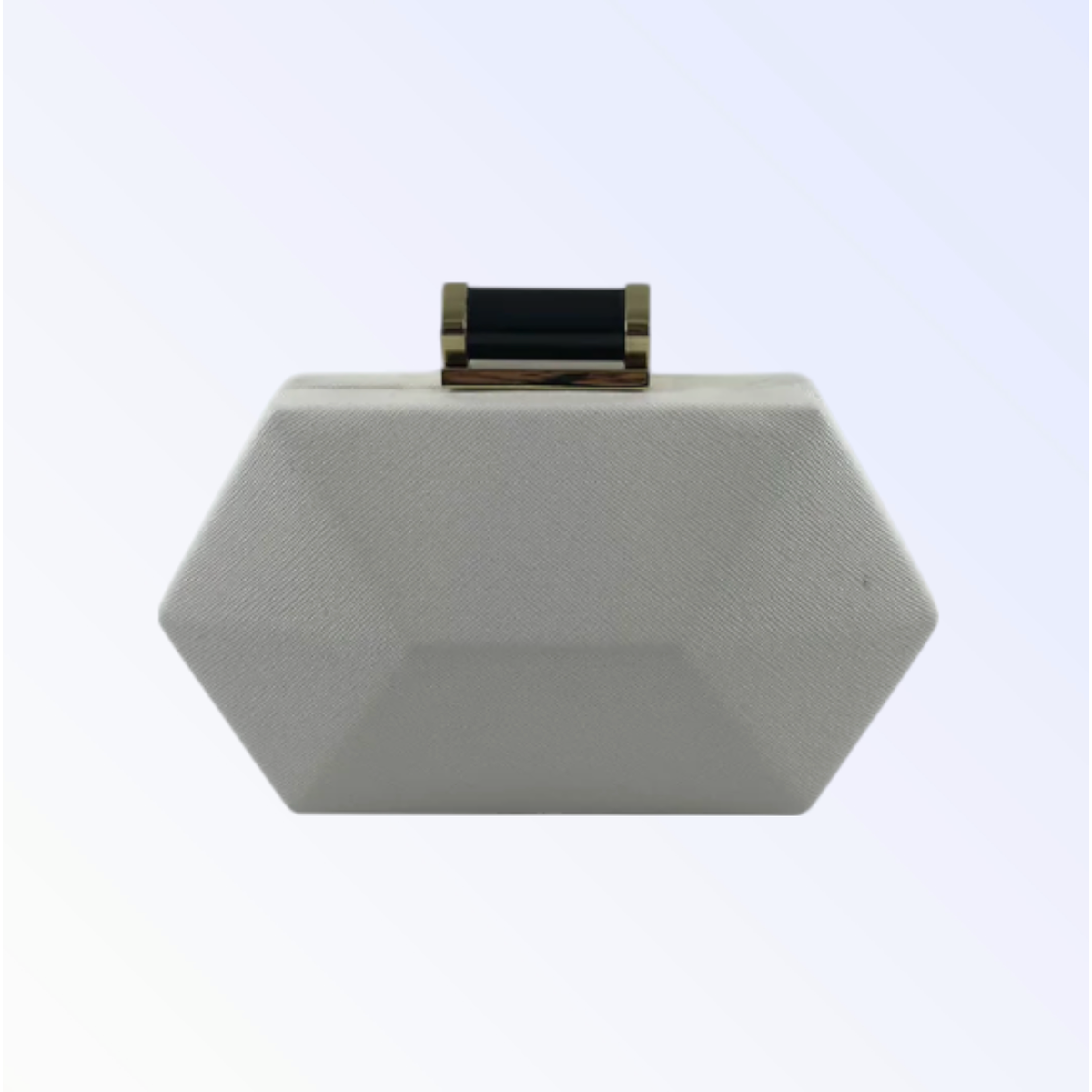 White Leather Hexagon Clutch