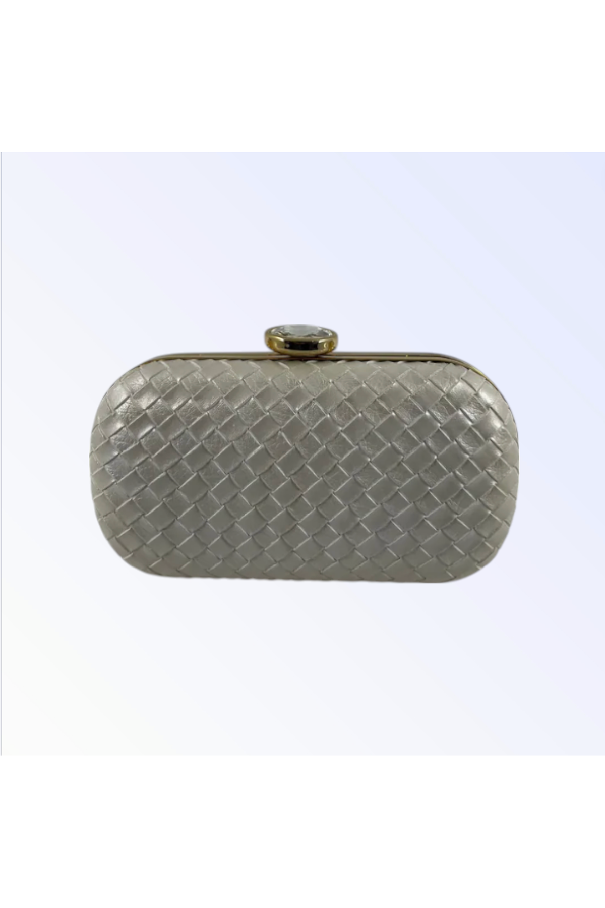 Ivory Woven Leather Clutch