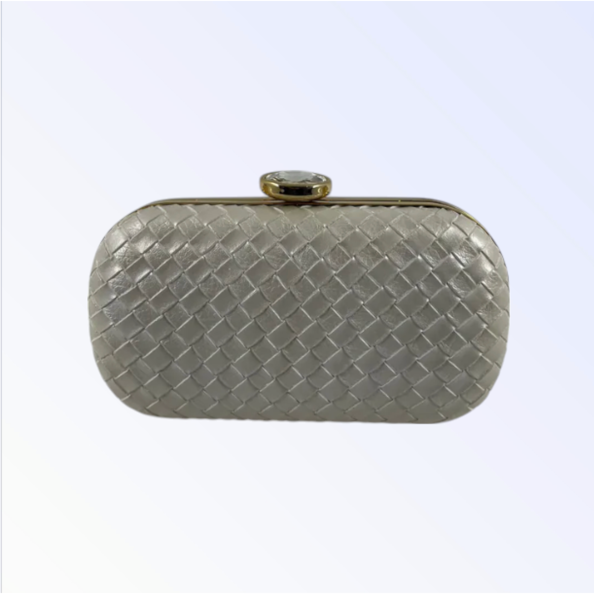 Ivory Woven Leather Clutch