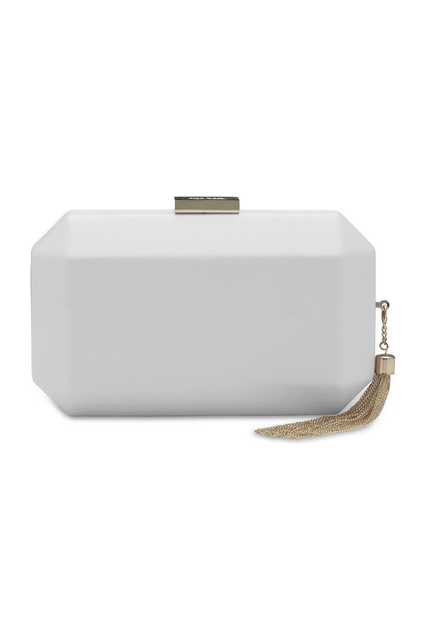 OLGA BERG | LIA FACETTED CLUTCH - White