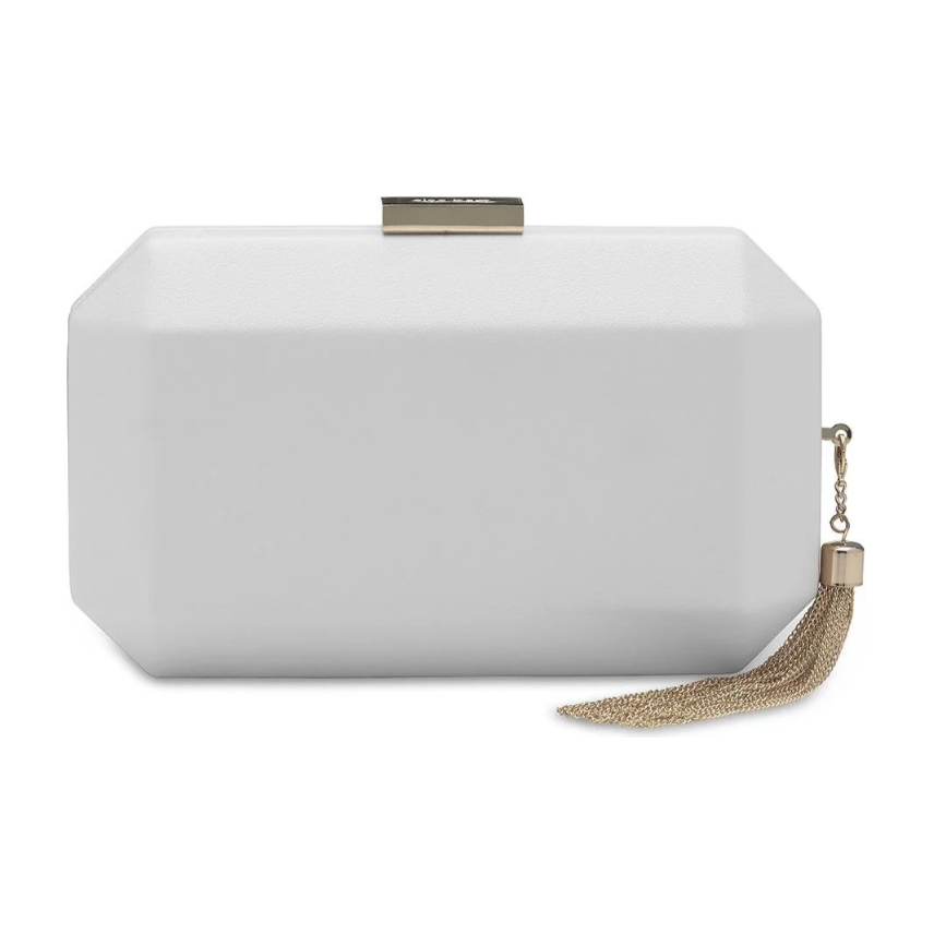 OLGA BERG | LIA FACETTED CLUTCH - WHITE