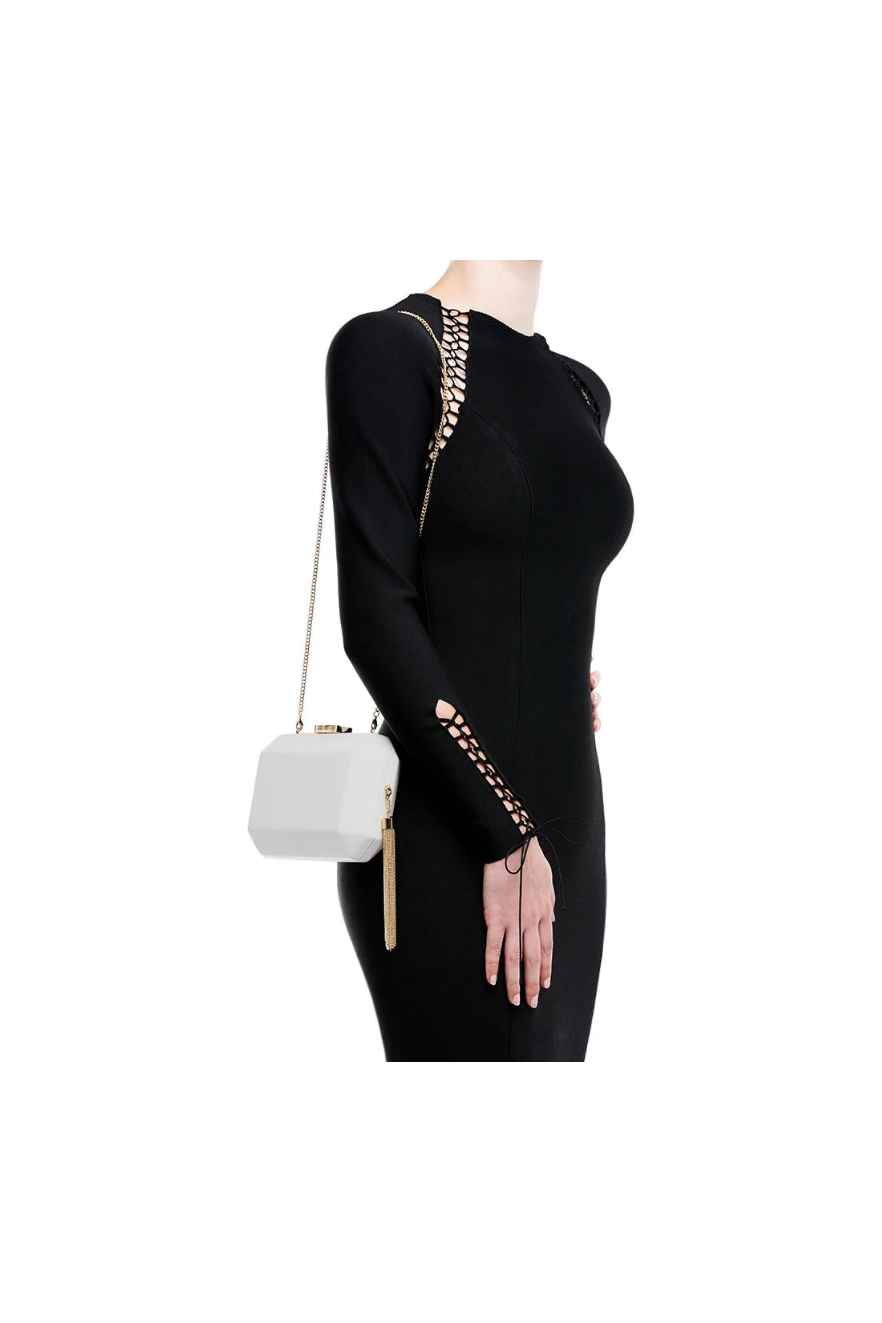 OLGA BERG | LIA FACETTED CLUTCH - White
