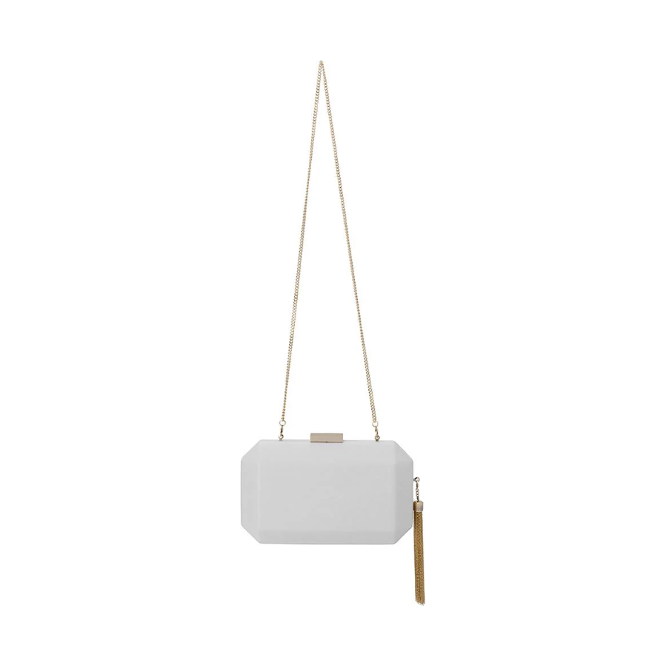 OLGA BERG | LIA FACETTED CLUTCH - WHITE