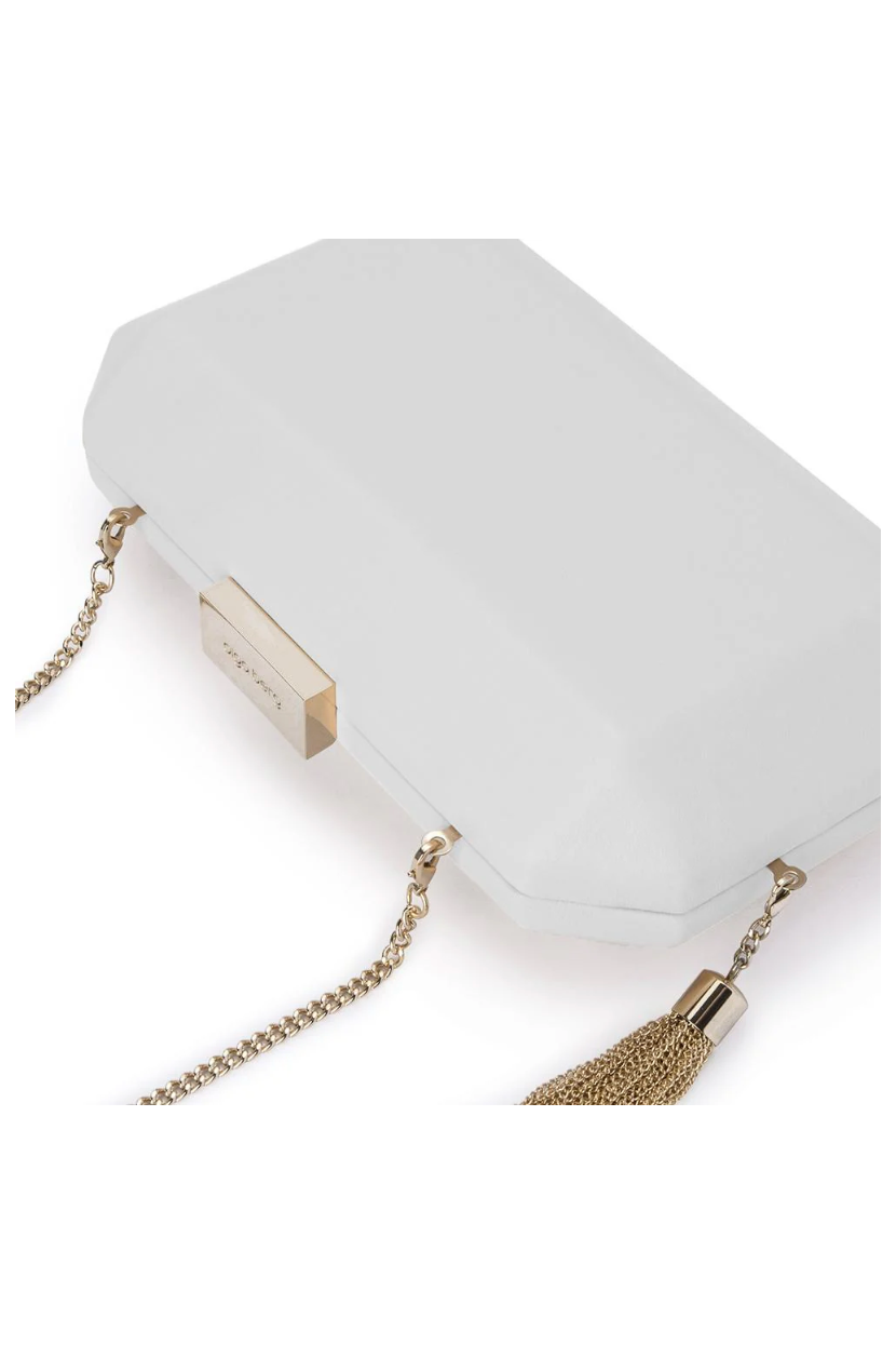 OLGA BERG | LIA FACETTED CLUTCH - White