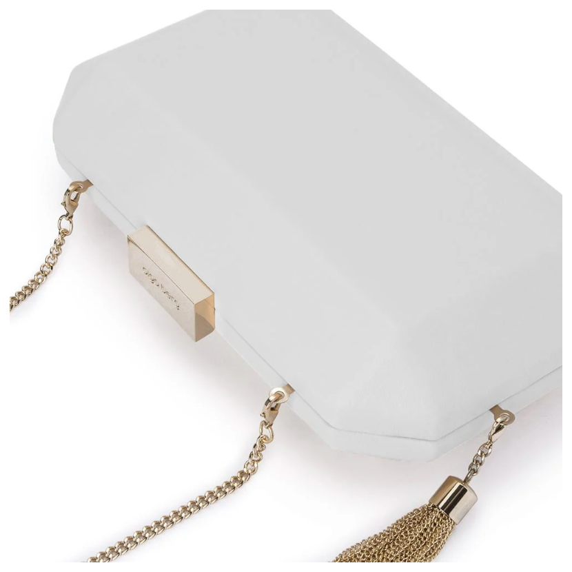 OLGA BERG | LIA FACETTED CLUTCH - WHITE