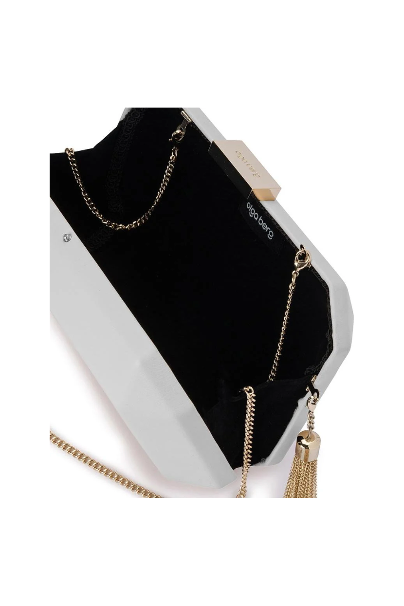 OLGA BERG | LIA FACETTED CLUTCH - White