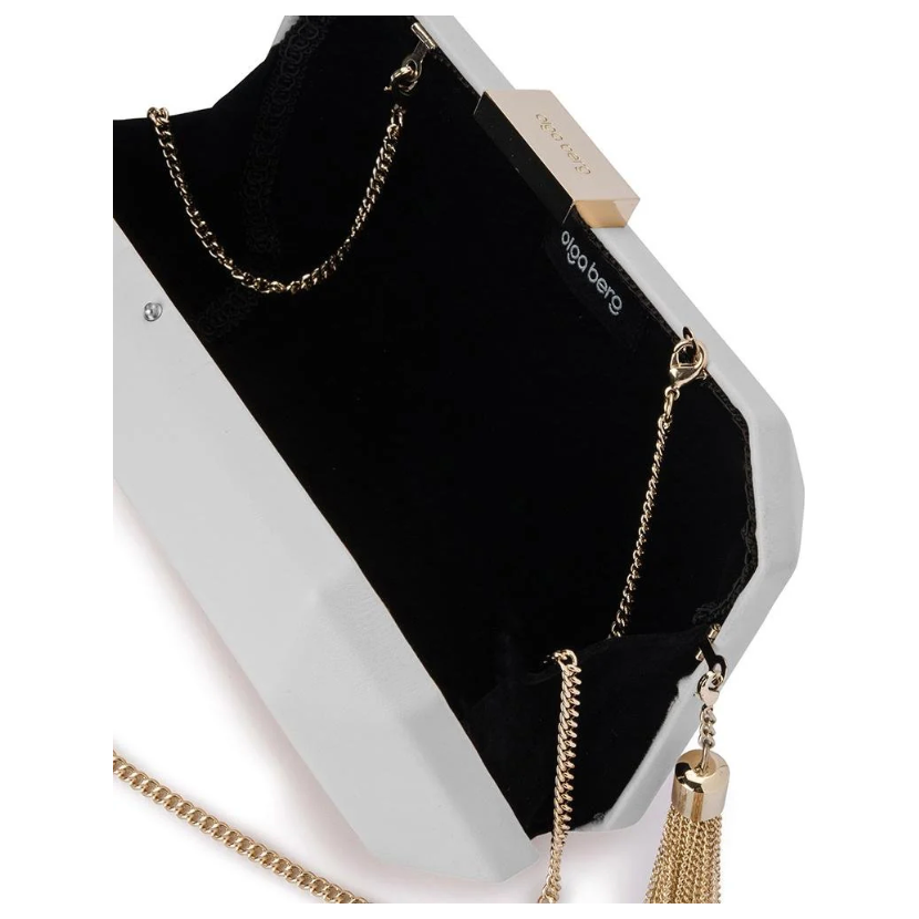 OLGA BERG | LIA FACETTED CLUTCH - WHITE