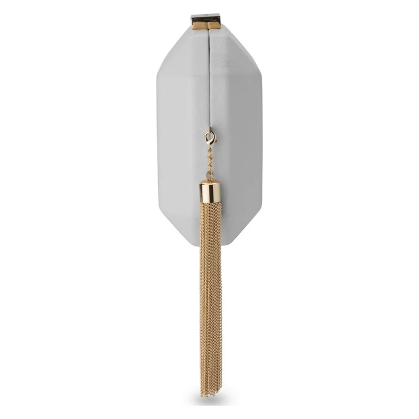 OLGA BERG | LIA FACETTED CLUTCH - WHITE