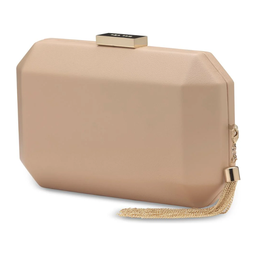 OLGA BERG | LIA FACETTED CLUTCH NATURAL